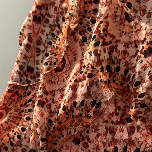 Roz & Ali‎ Sleeveless Lined and Layered Dressy Shirt Orange Floral Women's Sz L - Picture 4 of 6